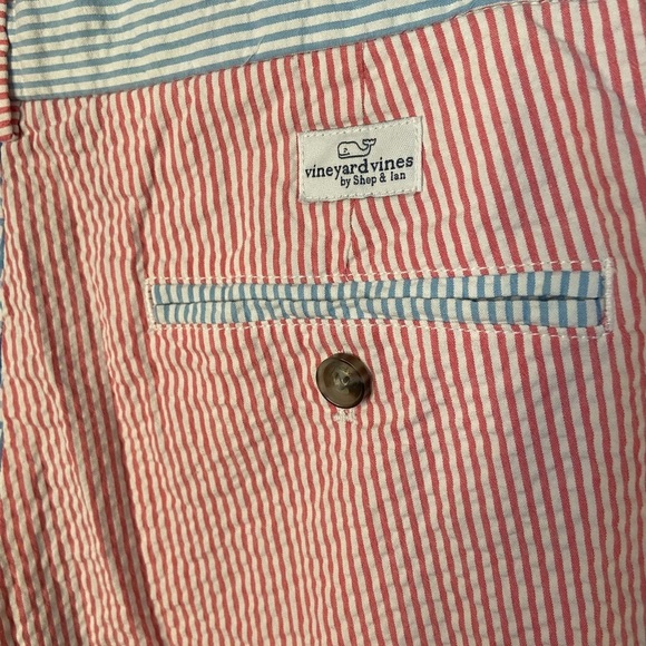 Vineyard Vines Mens Seersucker Shorts Breaker Short 9” Patchwork 33’ Red & Blue - Picture 4 of 11